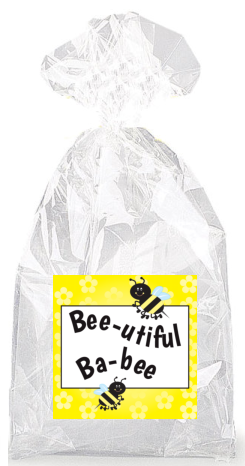 Bee-utiful Ba-Bee  Party Favor Bags with Ties - 12pack