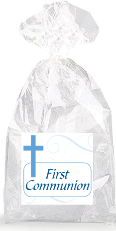 Boys Blue Cross First Communion  Party Favor Bags with Ties - 12pack