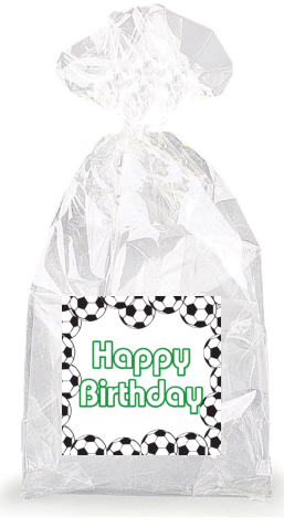 Green Soccer Happy Birthday  Party Favor Bags with Ties - 12pack