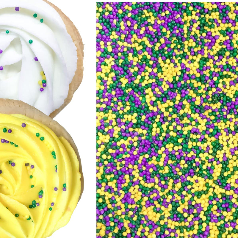 Mardi Gras Nonpareils Bake In Sprinkle On Edible Confetti Sprinkles Toppings For Cake Cookie Cupcake Icecream Donut 4oz