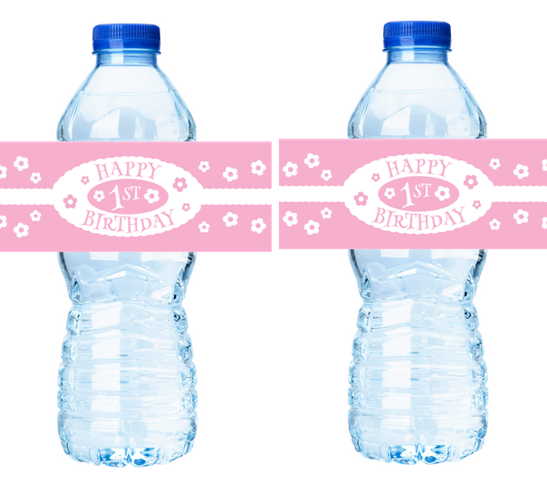 Happy 1st Birthday Birthday Party Water Bottle Decorations Labels Stickers