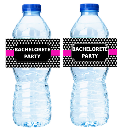 Pink Black Bachelorette Party Water Bottle Decorations Labels Stickers