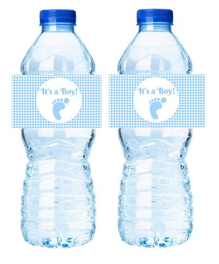 It’s a Boy Houndstooth Baby Shower  Water Bottle Labels - Stickers