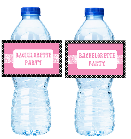 Black Polka Dot Bachelorette Party  Decorations-  Water Bottle Label Stickers