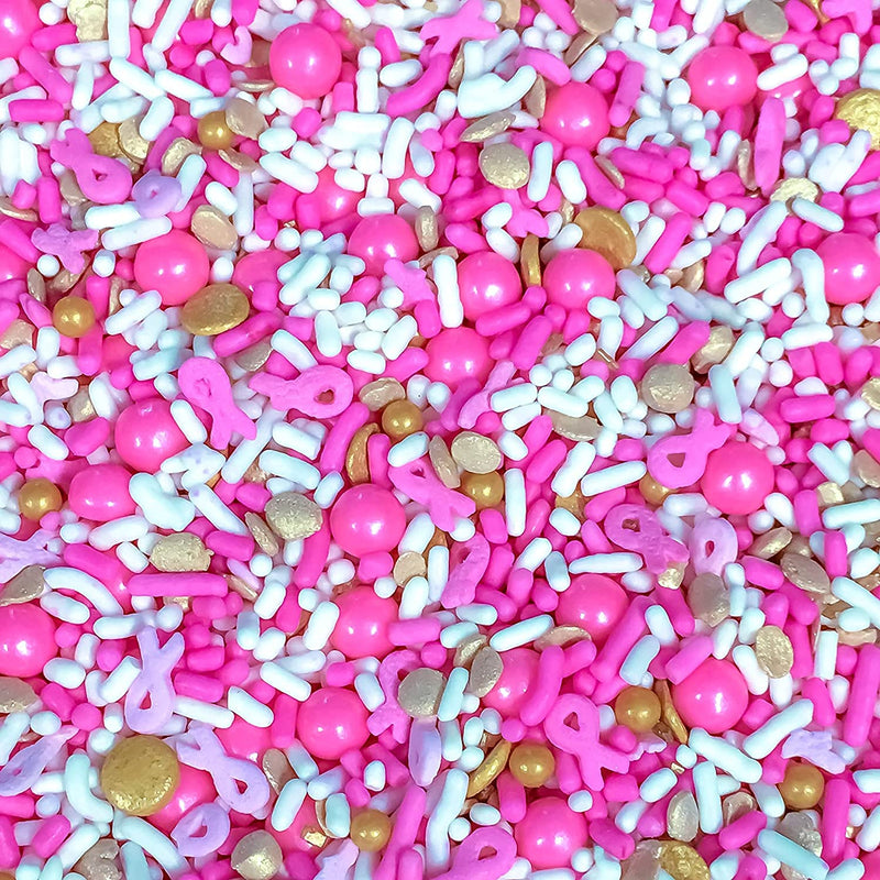 Breast Cancer Cupcake Cake Decoration Confetti Sprinkles Cake Cookie Icecream Donut Jimmies Quins 6oz