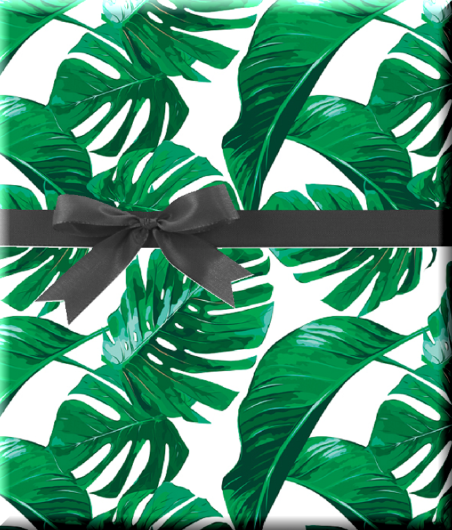 Green and White Palm Trees Gift Wrapping Paper 15ft