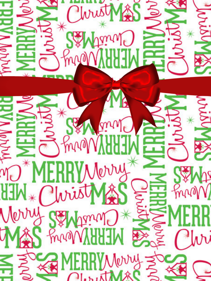 Merry Red and Green Christmas Manger Christmas Gift Wrap - 15ft