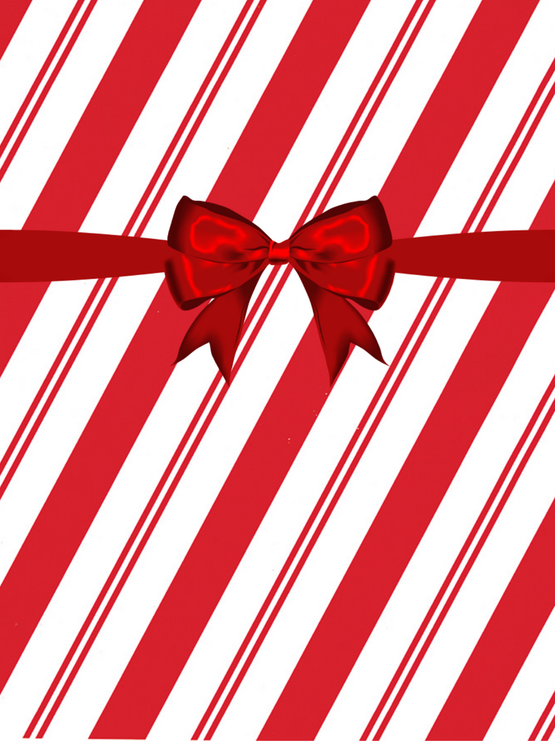 Candy Cane Red and White Diagonal Stripe Christmas Holiday Gift
