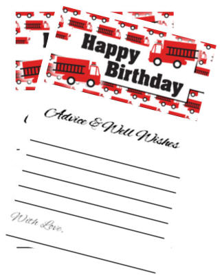 Happy Birthday-Fire Truck Advice Cards -40pk