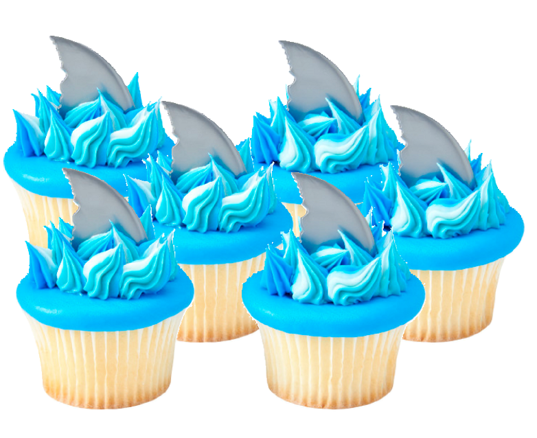 12pack Shark Finns Cake - Cupake Decoration Toppers