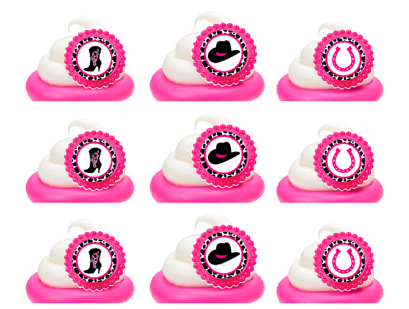 Western CowGirl Easy Toppers Cupcake Decoration Rings -12pk
