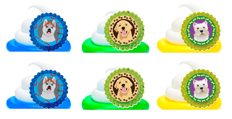 Puppy Dog Faces Easy Toppers Cupcake Decoration Party Favor Rings -12pk