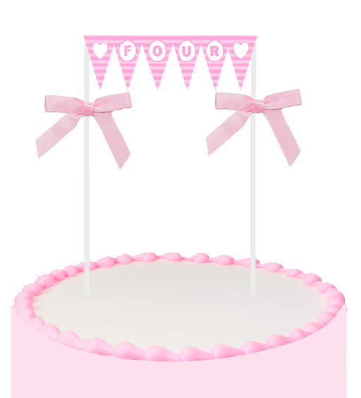 4th Birthday - Anniversary Cake Food Decoration Bunting Banner Topper