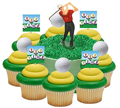 Golfer Cake Topper with 12 Golf Theme Cupcake Picks