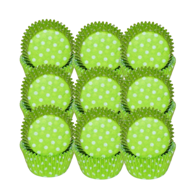 Lime Green & White Polka Dot Cupcake Liners Baking Cups -50pack