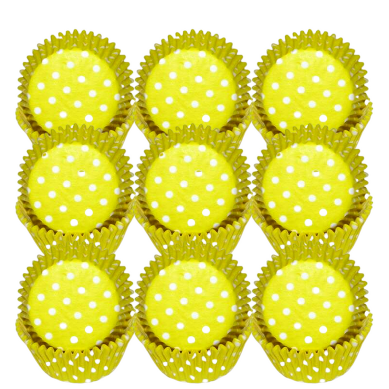 Yellow & White Polka Dot Cupcake Liners Baking Cups -50pack