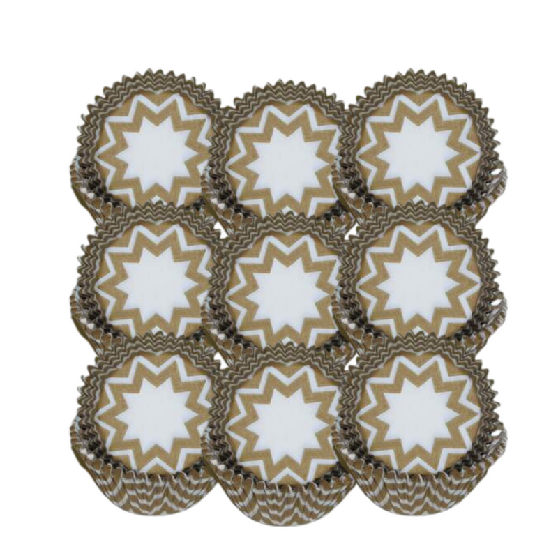 Gold and White Chevron Standard Cupcake Liners Baking Cups -50pack