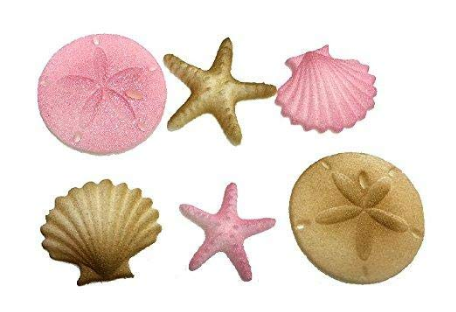 12pk Beach Sea Shell Star Fish Comber  (Light Pink) Cake Cupcake Sugar Decoration Toppers - Draft
