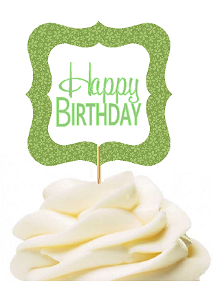 12pack Happy Birthday Mint Green Flower Birthday Party CUpcake Desert Appetizer Food Decoration Picks