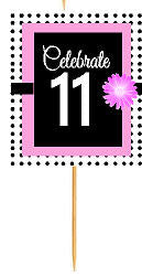 11th Happy Birthday Black Polka Dot Novelty Cupcake Decoration Topper Picks -12ct