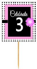 3rd Happy Birthday Black Polka Dot Novelty Cupcake Decoration Topper Picks -12ct