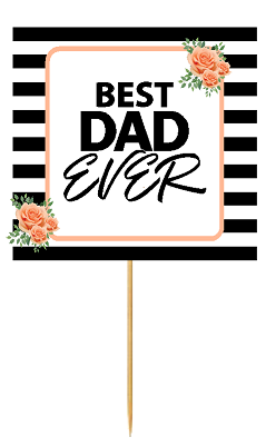 Best Day Ever Black and White Peach Floral Cupcake Toppers Desert Picks -12ct