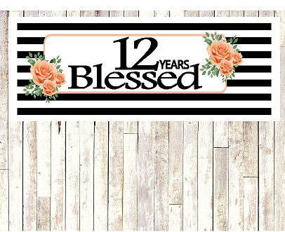 Number 12- 12th Birthday Anniversary Party Blessed Years Wall Decoration Banner 10 x 50inches
