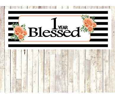 Number 1- 1st Birthday Anniversary Party Blessed Years Wall Decoration Banner 10 x 50inches