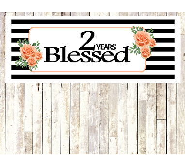 Number 2- 2nd Birthday Anniversary Party Blessed Years Wall Decoration Banner 10 x 50inches