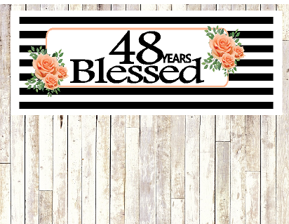 Number 48- 48th Birthday Anniversary Party Blessed Years Wall Decoration Banner 10 x 50inches