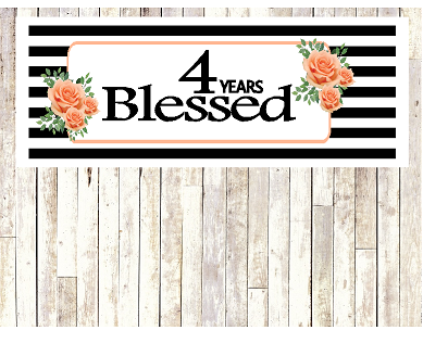 Number 4- 4th Birthday Anniversary Party Blessed Years Wall Decoration Banner 10 x 50inches