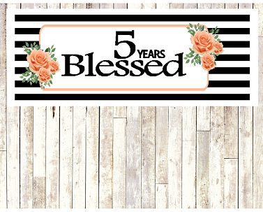 Number 5- 5th Birthday Anniversary Party Blessed Years Wall Decoration Banner 10 x 50inches