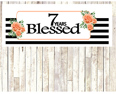 Number 7- 7th Birthday Anniversary Party Blessed Years Wall Decoration Banner 10 x 50inches