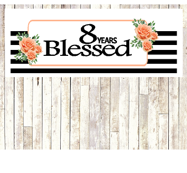 Number 8- 8th Birthday Anniversary Party Blessed Years Wall Decoration Banner 10 x 50inches