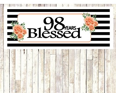 Number 98- 98th Birthday Anniversary Party Blessed Years Wall Decoration Banner 10 x 50inches