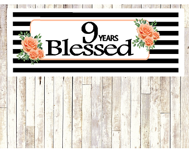 Number 9- 9th Birthday Anniversary Party Blessed Years Wall Decoration Banner 10 x 50inches