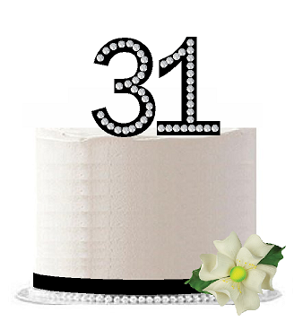 31st Birthday - Anniversary Rhinestone Bling Sparkle Cake Decoration Topper -Black