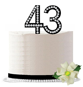 43rd Birthday - Anniversary Rhinestone Bling Sparkle Cake Decoration Topper -Black