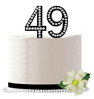 49th Birthday - Anniversary Rhinestone Bling Sparkle Cake Decoration Topper -Black