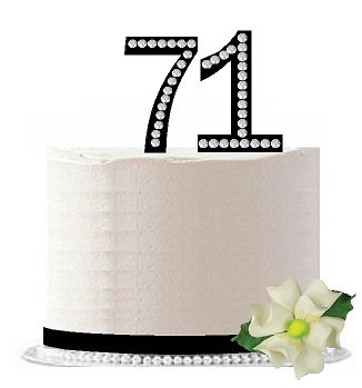 71st Birthday - Anniversary Rhinestone Bling Sparkle Cake Decoration Topper -Black