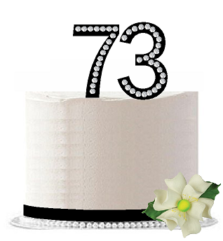 73rd Birthday - Anniversary Rhinestone Bling Sparkle Cake Decoration Topper -Black