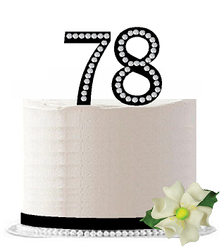 78th Birthday - Anniversary Rhinestone Bling Sparkle Cake Decoration Topper -Black