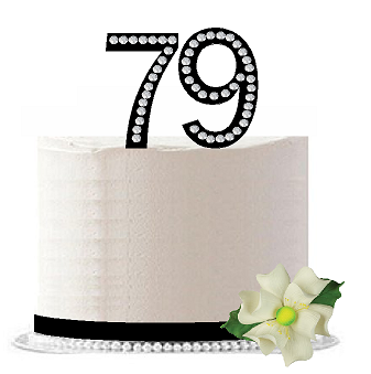 79th Birthday - Anniversary Rhinestone Bling Sparkle Cake Decoration Topper -Black
