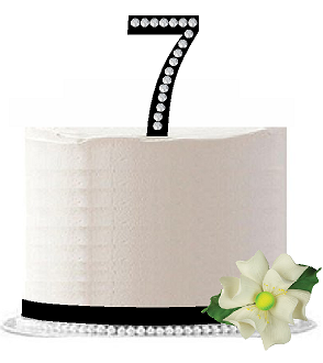 7th Birthday - Anniversary Rhinestone Bling Sparkle Cake Decoration Topper -Black
