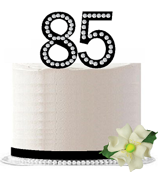 85th Birthday - Anniversary Rhinestone Bling Sparkle Cake Decoration Topper -Black