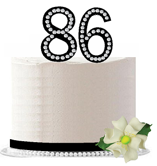 86th Birthday - Anniversary Rhinestone Bling Sparkle Cake Decoration Topper -Black