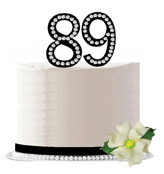 89th Birthday - Anniversary Rhinestone Bling Sparkle Cake Decoration Topper -Black