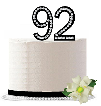 92nd Birthday - Anniversary Rhinestone Bling Sparkle Cake Decoration Topper -Black
