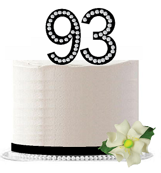 93rd Birthday - Anniversary Rhinestone Bling Sparkle Cake Decoration Topper -Black