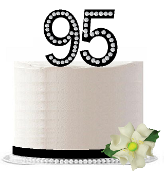 95th Birthday - Anniversary Rhinestone Bling Sparkle Cake Decoration Topper -Black